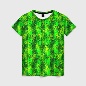 Женская футболка 3D с принтом Неоновый полосатый узор  в Курске, 100% полиэфир ( синтетическое хлопкоподобное полотно) | прямой крой, круглый вырез горловины, длина до линии бедер | бабочки | вертикальные полосы | зеленый | летний | неоновый | неоновый зеленый | современный | яркий узор