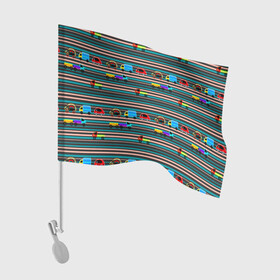 Флаг для автомобиля с принтом Детский полосатый узор  в Курске, 100% полиэстер | Размер: 30*21 см | детские угрушки | детский паттерн | малышам | мальчиковый | машинки | полосатый | разноцветные полосы