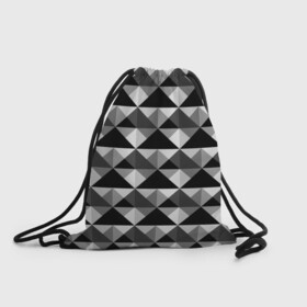 Рюкзак-мешок 3D с принтом Современный геометрический  в Курске, 100% полиэстер | плотность ткани — 200 г/м2, размер — 35 х 45 см; лямки — толстые шнурки, застежка на шнуровке, без карманов и подкладки | абстрактный | геометрический фигуры | модный | полигональный | популярный | треугольники | черно белый