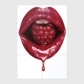 Магнитный плакат 2Х3 с принтом Губы с малиной в Курске, Полимерный материал с магнитным слоем | 6 деталей размером 9*9 см | lips | mouth | raspberries | губы | малина | рот