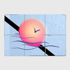 Магнитный плакат 3Х2 с принтом Солнечный шар в Курске, Полимерный материал с магнитным слоем | 6 деталей размером 9*9 см | sea | sun | закат | море | небо | птицы | солнце | чайки