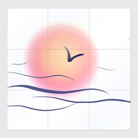 Магнитный плакат 3Х3 с принтом Солнечный шар в Курске, Полимерный материал с магнитным слоем | 9 деталей размером 9*9 см | sea | sun | закат | море | небо | птицы | солнце | чайки