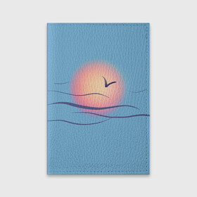 Обложка для паспорта матовая кожа с принтом Солнечный шар в Курске, натуральная матовая кожа | размер 19,3 х 13,7 см; прозрачные пластиковые крепления | Тематика изображения на принте: sea | sun | закат | море | небо | птицы | солнце | чайки