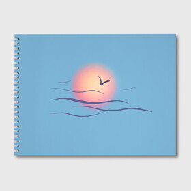 Альбом для рисования с принтом Солнечный шар в Курске, 100% бумага
 | матовая бумага, плотность 200 мг. | Тематика изображения на принте: sea | sun | закат | море | небо | птицы | солнце | чайки
