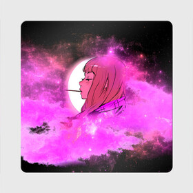 Магнит виниловый Квадрат с принтом Аниме Девушка | Розовый Космос в Курске, полимерный материал с магнитным слоем | размер 9*9 см, закругленные углы | anime | cloud | girl | japan | moon sky | pink | senpai | space | аниме | анимэ | девочка | девушка | космос | краска | кровь | луна | мульт | самурай | символ | тян | япония