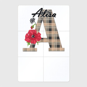 Магнитный плакат 2Х3 с принтом Алфавит. Имена. Алиса  в Курске, Полимерный материал с магнитным слоем | 6 деталей размером 9*9 см | алфавит | буква а | детский | для девочки | женский | монограмма | цветок