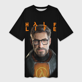 Платье-футболка 3D с принтом HALF LIFE | FREEMAN | ФРИМАН (Z) в Курске,  |  | aperture laboratories | black mesa | gordon freeman | half life | half life 3 | valve | блэк меса | вэлв | гордон фриман | халф лайф