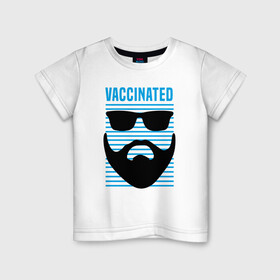 Детская футболка хлопок с принтом Vaccinated в Курске, 100% хлопок | круглый вырез горловины, полуприлегающий силуэт, длина до линии бедер | coronavirus | covid19 | virus | вакцина | вакцинация | вирус | грипп | заражение | здоровье | иммунитет | инфекция | карантин | корона | коронавирус | маска | пандемия | прививка | самоизоляция | спутник