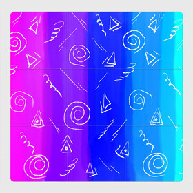 Магнитный плакат 3Х3 с принтом Арт абстракция  в Курске, Полимерный материал с магнитным слоем | 9 деталей размером 9*9 см | Тематика изображения на принте: abstract | art | drawing | illustration | белый | мел | принт | розовый | фон