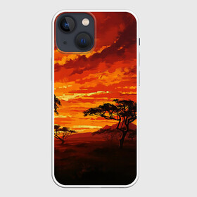 Чехол для iPhone 13 mini с принтом АФРИКАНСКАЯ САВАННА в Курске,  |  | африка | деревья | живопись | закат | засуха | искуство | облака | пейзаж | пустыня | рисунок | саванна