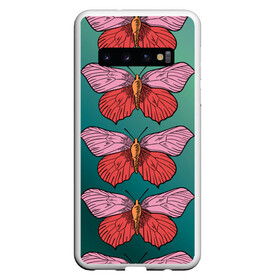 Чехол для Samsung Galaxy S10 с принтом Зеленый принт с бабочками :) в Курске, Силикон | Область печати: задняя сторона чехла, без боковых панелей | бабочки | градиент | графический | грустный | зеленый | меланхолия | насекомые | ретро | розовый | странный