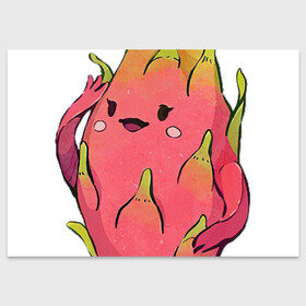 Поздравительная открытка с принтом Драконья ягода в Курске, 100% бумага | плотность бумаги 280 г/м2, матовая, на обратной стороне линовка и место для марки
 | арт | дракон | драконий фрукт | драконья ягода | мило | милота | рисунок | свежие фрукты | свежий продукт | свежий фрукт | таиланд | тропики | тропическая ягода | фрукт | фрукты