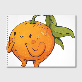 Альбом для рисования с принтом Мандаринчик в Курске, 100% бумага
 | матовая бумага, плотность 200 мг. | арт | мило | милота | рисунок | свежие фрукты | свежий продукт | свежий фрукт | фрукт | фрукты