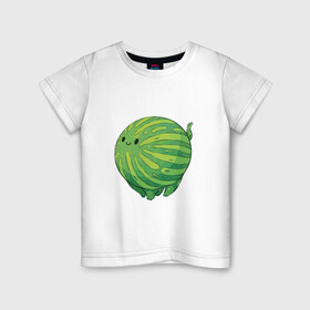 Детская футболка хлопок с принтом Арбуз в Курске, 100% хлопок | круглый вырез горловины, полуприлегающий силуэт, длина до линии бедер | арбуз | арт | мило | милота | рисунок | свежая ягода | свежие ягоды | свежий продукт | ягода | ягоды