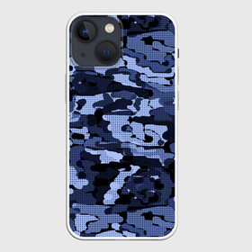 Чехол для iPhone 13 mini с принтом Синий камуфляж в клетку в Курске,  |  | для мальчиков | камуфляж | клетка | клетчатый узор | мужской | популярный | синий | современный | спортивный
