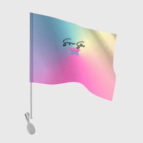 Флаг для автомобиля с принтом Супер Стар в Курске, 100% полиэстер | Размер: 30*21 см | градиент | детский | для женщин | желтый | звезда | малышам | надпись | розовый