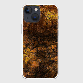 Чехол для iPhone 13 mini с принтом Абстрактный узор текстура в Курске,  |  | каменный узор | камень | коричневый | маскировочный | милитари | мраморный | темный оранжевый | черный и оранжевый