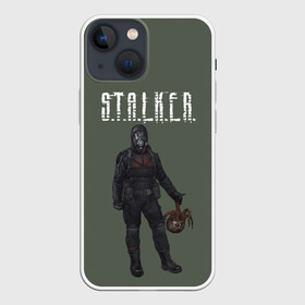 Чехол для iPhone 13 mini с принтом S.T.A.L.K.E.R. | С.Т.А.Л.К.Е.Р (+спина) в Курске,  |  | chernobyl | pripyat | s.t.a.l.k.e.r. 2 | shadow of chernobyl | stalker | stalker 2 | воля | меченый | припять | свобода | свобода воля | сталкер | сталкер 2 | тени чернобыля | чернобыль