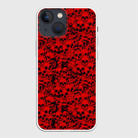 Чехол для iPhone 13 mini с принтом Красные черепа в Курске,  |  | osteology | red skulls | skull | жуткие черепа | черепа | черепа в красном окрасе