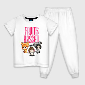 Детская пижама хлопок с принтом FRUITS BASKET / ГЛАВНЫЕ ГЕРОИ в Курске, 100% хлопок |  брюки и футболка прямого кроя, без карманов, на брюках мягкая резинка на поясе и по низу штанин
 | Тематика изображения на принте: anime | fruits basket | kyokyo | kyonkichi | kyonkyon | lucky kyou. | prince yuki | tooru honda | аниме | кё сома | корзинка фруктов | тору хонда | юки сома