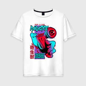 Женская футболка хлопок Oversize с принтом Kiseijuu - Migi в Курске, 100% хлопок | свободный крой, круглый ворот, спущенный рукав, длина до линии бедер
 | kiseijuu | migi | parasite | parasyte | миги | паразит