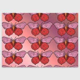 Поздравительная открытка с принтом Розовый принт с бабочками  в Курске, 100% бумага | плотность бумаги 280 г/м2, матовая, на обратной стороне линовка и место для марки
 | бабочки | градиент | грустый | меланхолия | мотылек | насекомые | розовый | цветочки