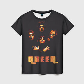 Женская футболка 3D с принтом Queen в Курске, 100% полиэфир ( синтетическое хлопкоподобное полотно) | прямой крой, круглый вырез горловины, длина до линии бедер | freddie mercury | queen | полигональная | рок | рок группа | рок музыка | фредди меркьюри