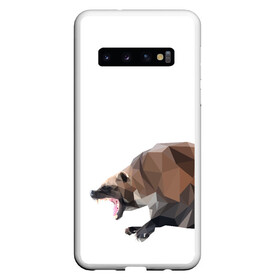 Чехол для Samsung Galaxy S10 с принтом Росомаха в Курске, Силикон | Область печати: задняя сторона чехла, без боковых панелей | животное | зверь | злость | куница | медведь | милое животное | полигональный | росомаха | собака