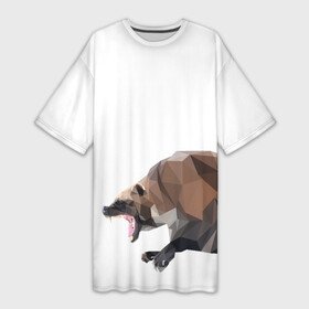 Платье-футболка 3D с принтом Росомаха в Курске,  |  | Тематика изображения на принте: животное | зверь | злость | куница | медведь | милое животное | полигональный | росомаха | собака