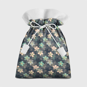 Подарочный 3D мешок с принтом Цветочный ретро узор  в Курске, 100% полиэстер | Размер: 29*39 см | бирюзовый | детский | для девочек | разноцветный | ретро | серый | цветочный узор | цветы