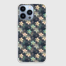 Чехол для iPhone 13 Pro с принтом Цветочный ретро узор в Курске,  |  | бирюзовый | детский | для девочек | разноцветный | ретро | серый | цветочный узор | цветы