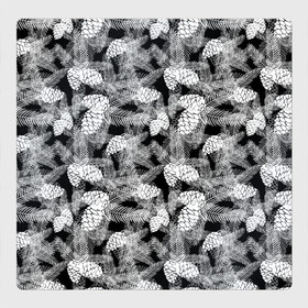 Магнитный плакат 3Х3 с принтом Черно-белый узор шишки в Курске, Полимерный материал с магнитным слоем | 9 деталей размером 9*9 см | Тематика изображения на принте: елка | кедровый | лесной | модный | природа | тайга | черно белый | шишки