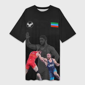 Платье-футболка 3D с принтом Dagestan wrestling team в Курске,  |  | abdulrashid | dagestan | freestyle | sadulaev | team | wrestling | абдулрашид | борьба | вольная | дагестан | кавказ | республика | садулаев | сборная | федерация | хасавюрт