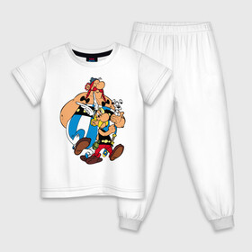 Детская пижама хлопок с принтом Астерикс Обеликс и Идефикс в Курске, 100% хлопок |  брюки и футболка прямого кроя, без карманов, на брюках мягкая резинка на поясе и по низу штанин
 | Тематика изображения на принте: asterix | cartoon | character | comic | dog | dogmatix | gauls | magic potion | obelix | sword | wings helmet | астерикс | галлы | идефикс | комикс | магическое зелье силы | меч | мультфильм | обеликс | персонаж | собака | шлем с крыльями
