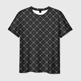 Мужская футболка 3D с принтом Серо-черный плед  в Курске, 100% полиэфир | прямой крой, круглый вырез горловины, длина до линии бедер | клетка | клетчатый узор | молодежный | мужской | рубашечный | серный | черный | шотландка