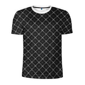 Мужская футболка 3D спортивная с принтом Серо-черный плед  в Курске, 100% полиэстер с улучшенными характеристиками | приталенный силуэт, круглая горловина, широкие плечи, сужается к линии бедра | клетка | клетчатый узор | молодежный | мужской | рубашечный | серный | черный | шотландка