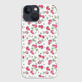 Чехол для iPhone 13 mini с принтом Акварельный узор клубника в Курске,  |  | акварельные ягоды | акварельный узор | детский | клубника | красные ягоды | летний | малышам