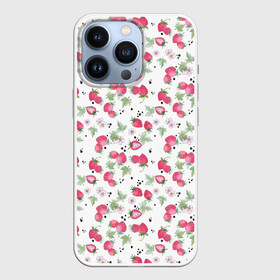 Чехол для iPhone 13 Pro с принтом Акварельный узор клубника в Курске,  |  | Тематика изображения на принте: акварельные ягоды | акварельный узор | детский | клубника | красные ягоды | летний | малышам