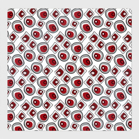 Магнитный плакат 3Х3 с принтом Красно черный узор на белом в Курске, Полимерный материал с магнитным слоем | 9 деталей размером 9*9 см | абстрактный узор | детский | красный | красный и черный | модный | ретро | черный