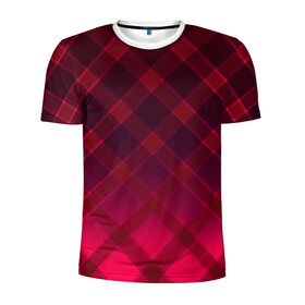 Мужская футболка 3D спортивная с принтом Геометрический абстрактный узо в Курске, 100% полиэстер с улучшенными характеристиками | приталенный силуэт, круглая горловина, широкие плечи, сужается к линии бедра | абстрактный | геометрический | градиентный | клетчатый | красный | красный в клетку | плед | темный красный