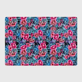 Магнитный плакат 3Х2 с принтом Тропические цветы  в Курске, Полимерный материал с магнитным слоем | 6 деталей размером 9*9 см | Тематика изображения на принте: летний | розовый | синий | тропический узор | цветочный узор | цветы | экзотические цветы