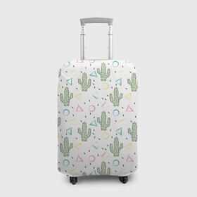 Чехол для чемодана 3D с принтом Кактусы  в Курске, 86% полиэфир, 14% спандекс | двустороннее нанесение принта, прорези для ручек и колес | абстрактный | кактус | мексиканский узор | модный | популярный | экзотический