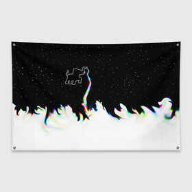 Флаг-баннер с принтом Затерянный в космосе в Курске, 100% полиэстер | размер 67 х 109 см, плотность ткани — 95 г/м2; по краям флага есть четыре люверса для крепления | звезды слон пламя потерянный забытый радуга хобот огонь