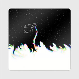 Магнит виниловый Квадрат с принтом Затерянный в космосе в Курске, полимерный материал с магнитным слоем | размер 9*9 см, закругленные углы | Тематика изображения на принте: звезды слон пламя потерянный забытый радуга хобот огонь