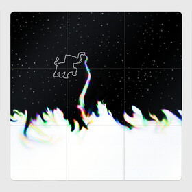 Магнитный плакат 3Х3 с принтом Затерянный в космосе в Курске, Полимерный материал с магнитным слоем | 9 деталей размером 9*9 см | Тематика изображения на принте: звезды слон пламя потерянный забытый радуга хобот огонь