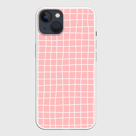 Чехол для iPhone 13 с принтом Клетка волнистая в Курске,  |  | cell | check | geometry | girl | plaid | school | геометрия | девочкам | детям | квадраты | клетка | клеточка | клетчатый | линии | пастельный | полосы | розовая клетка | розовый | текстура | узор в клетку | школа