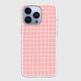 Чехол для iPhone 13 Pro с принтом Клетка волнистая в Курске,  |  | cell | check | geometry | girl | plaid | school | геометрия | девочкам | детям | квадраты | клетка | клеточка | клетчатый | линии | пастельный | полосы | розовая клетка | розовый | текстура | узор в клетку | школа