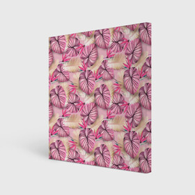 Холст квадратный с принтом Розовый тропический узор в Курске, 100% ПВХ |  | бежевый | листья | пальмовые листья | розовые цветы | розовый | тропические цветы | цветочный