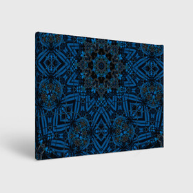 Холст прямоугольный с принтом Черно-синяя мандала .  в Курске, 100% ПВХ |  | Тематика изображения на принте: калейдоскоп | круглый | модный | орнамент | синий | современный | темно синий | этнический