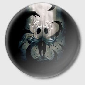 Значок с принтом Hollow Knight в Курске,  металл | круглая форма, металлическая застежка в виде булавки | games | hollow | hollow knight | knight | steam | игры | компьютерные игры